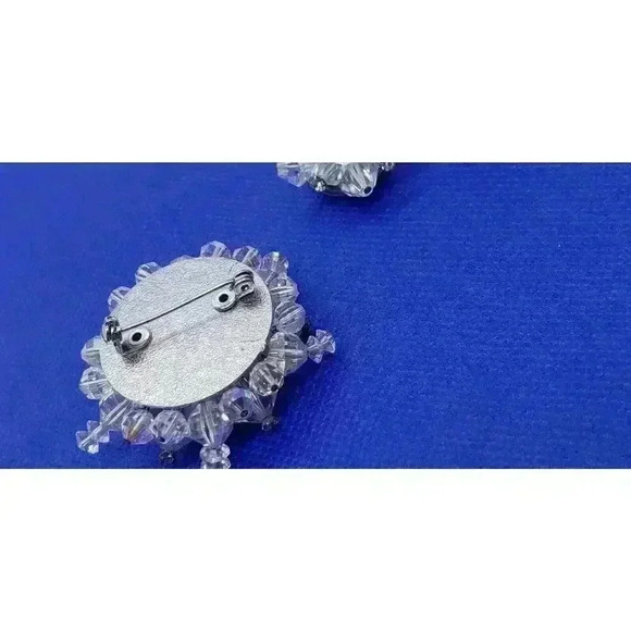 Vintage Brooch Earrings AB Prism Clear Faceted & Rhinestone Head Pins 50s Glam - Picture 7 of 9